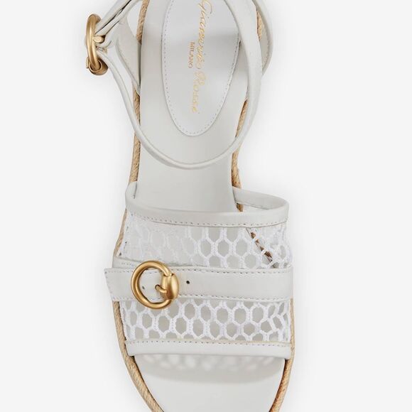 Gianvito Rossi Solana Buckle Napa Wedge Platform Sandals White Size 41.5/11.5 - Picture 2 of 12